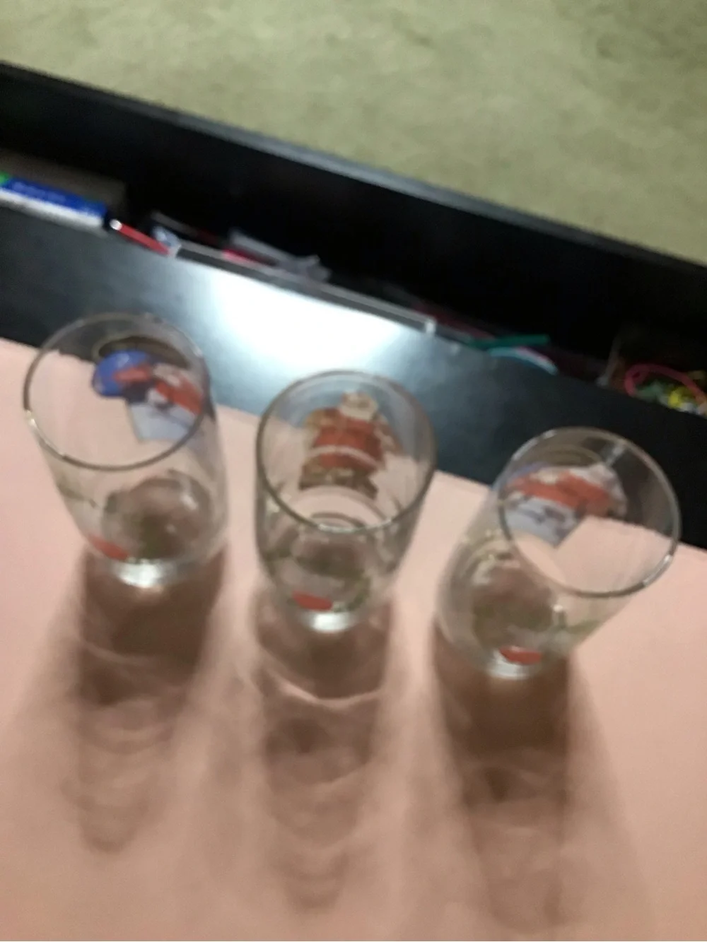 3 Vintage Coca-Cola Santa Christmas Glasses Set Collectable Glassware Coke